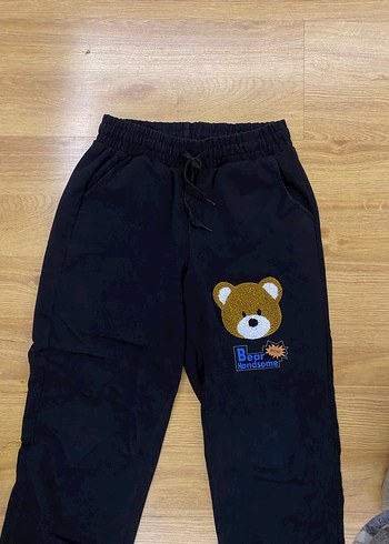 Ayı Baskılı Siyah Rahat Kesim Eşofman - Görsel 16