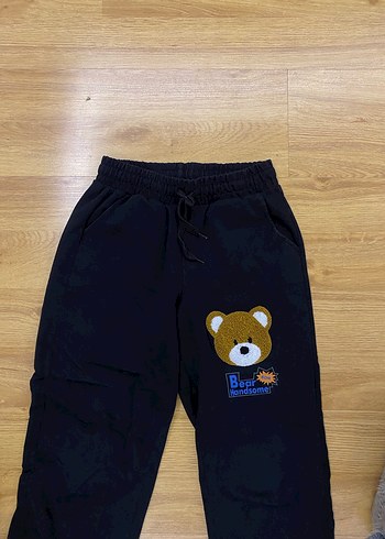 Ayı Baskılı Siyah Rahat Kesim Eşofman - Görsel 7