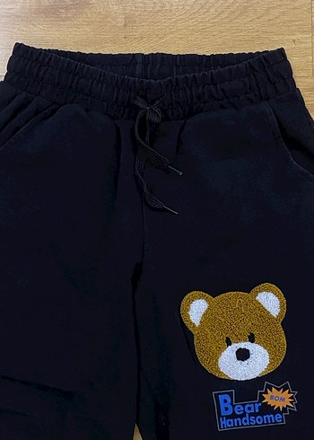 Ayı Baskılı Siyah Rahat Kesim Eşofman - Görsel 8