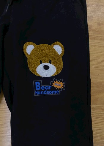 Ayı Baskılı Siyah Rahat Kesim Eşofman - Görsel 6