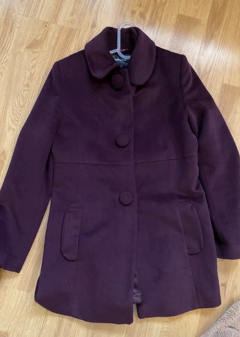 Koyu Mor Düğmeli Kadın Kaban - Görsel 9