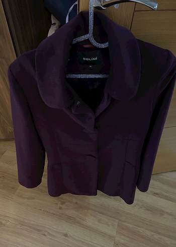 Koyu Mor Düğmeli Kadın Kaban - Görsel 16