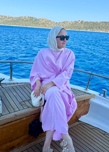 diğer Beden pembe Renk Pudra Pembe Salaş Uzun Elbise
