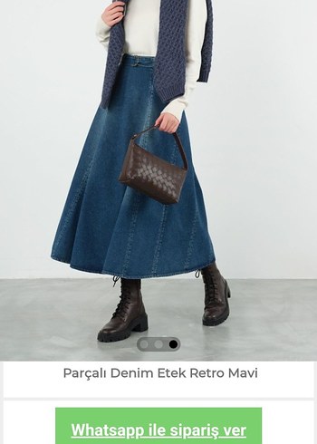 he-qa parçalı denim etek