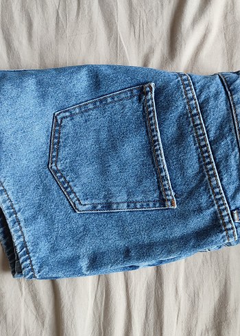 Addax Düğmeli Mavi Midi Denim Şort