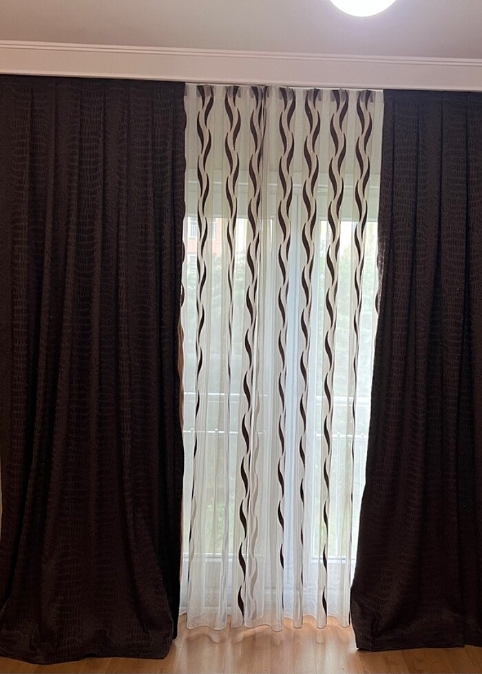 İki adet fon perde bir adet tül perde - Görsel 4