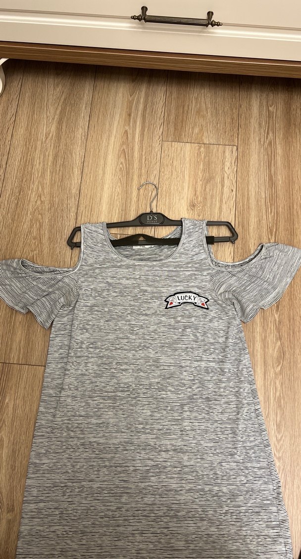 Gri Baskılı Kadın Günlük Elbise - Görsel 5