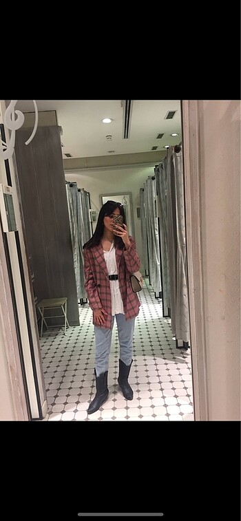 Stradivarius ekose oversized blazer