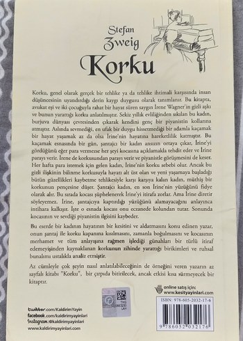  Stefan Zweig'den Korku Romanı