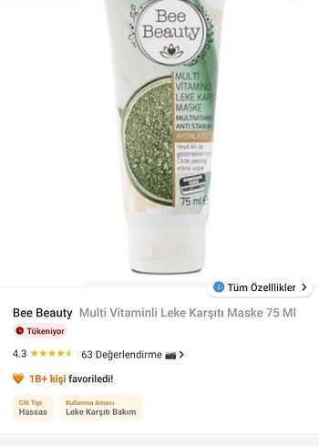 Bee Beauty Multivitaminli Leke Karşıtı Maske 75 ml - Görsel 2