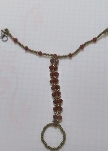 Kırmızı Boncuklu Bohem Kadın El Zinciri - Görsel 2