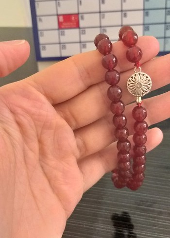 Bordo Parlak Akik Taşlı Bohem Kolye
