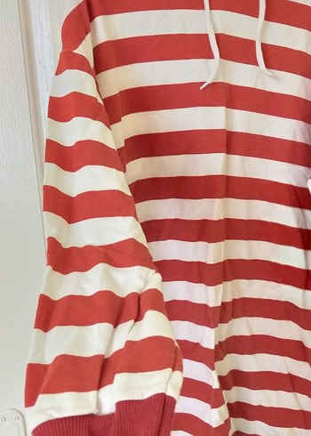 LC Waikiki Turuncu Çizgili Kapüşonlu Kadın Sweatshirt