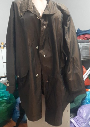 Düğmeli Uzun Kahverengi Deri Erkek Yağmurluk - Görsel 2