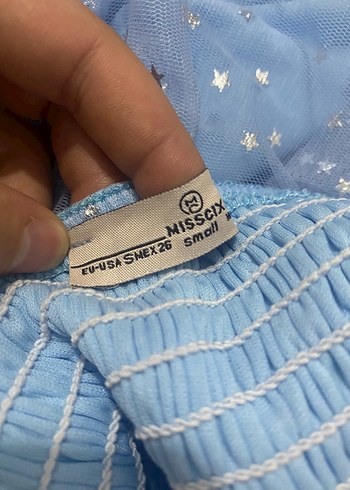 15-16 Yaş Beden mavi Renk Bebe Mavi Straplez Mini Abiye Elbise
