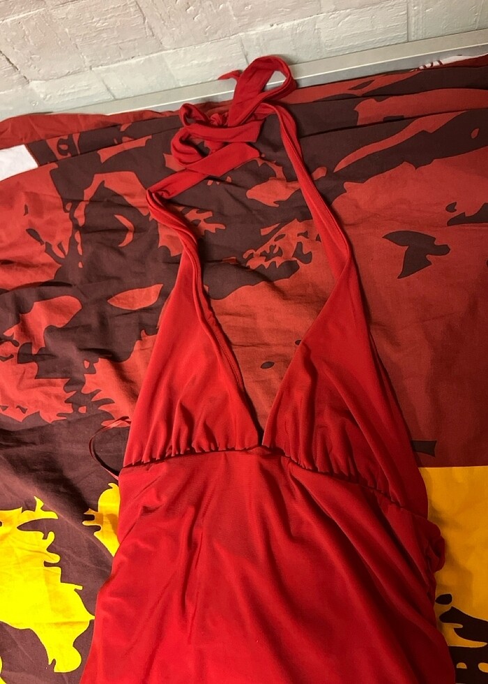 Bershka kırmızı elbise - Görsel 3