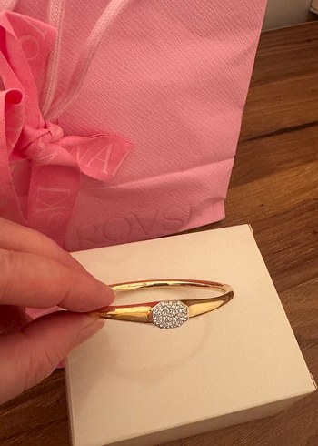 swarovski Zarif Altin Tasli İnce Bileklik