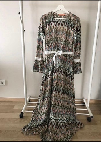 Bohem Tasarımcı Bağcıklı Uzun Kimono - Görsel 6