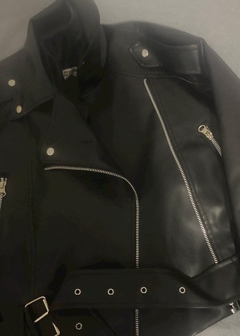 Derimod Kadın Siyah Deri Biker Ceket