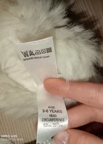 3-5 Yaş, 21 cm Beden beyaz Renk Beyaz Kürklü Kışlık şapka