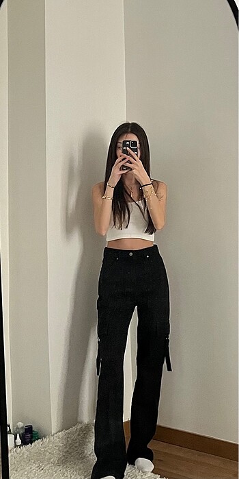 Trendyol & Milla siyah kargo cepli jean