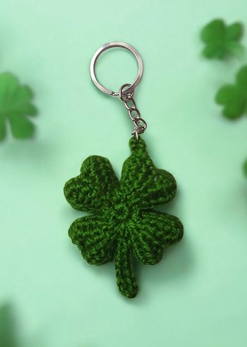 Örgü Yonca Anahtarlık Yeşil - Görsel 3