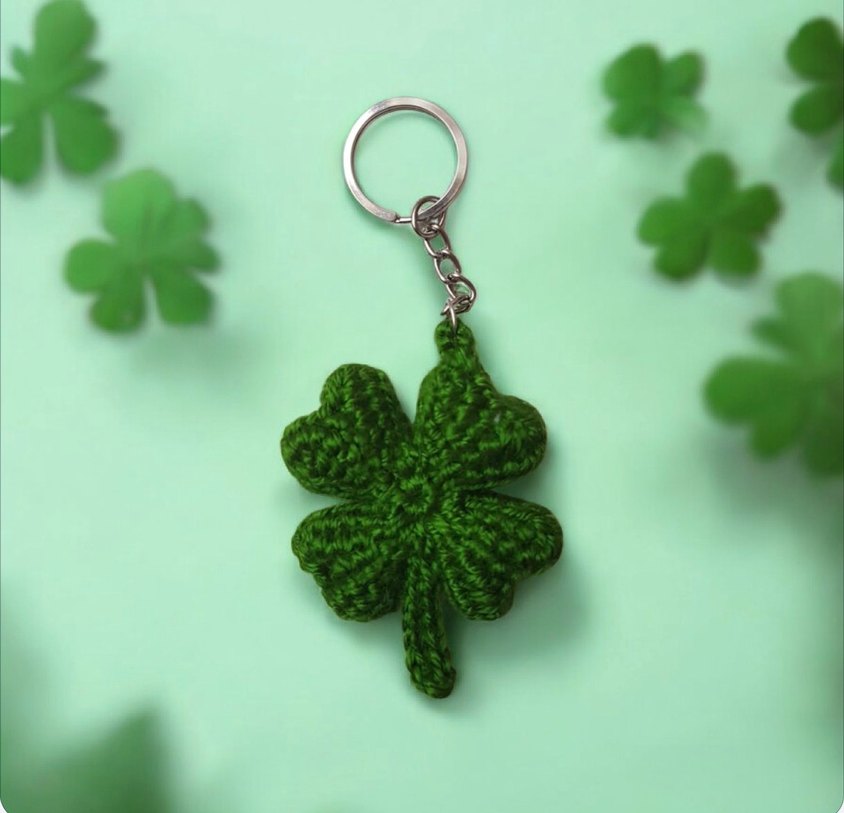 Örgü Yonca Anahtarlık Yeşil - Görsel 3