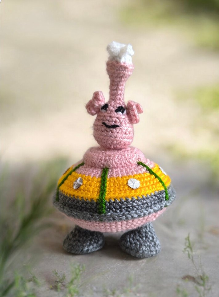 amigurumi uzaylı ve uzay gemisi oyuncak - Görsel 2
