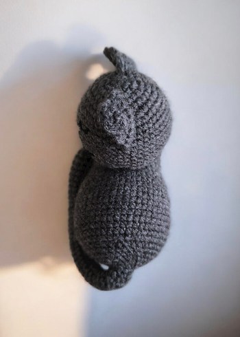amigurumi örgü oyuncak gri kedi - Görsel 6