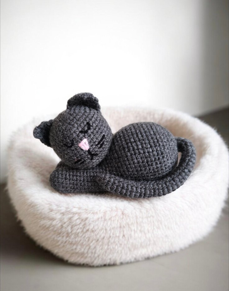 amigurumi örgü oyuncak gri kedi - Görsel 5