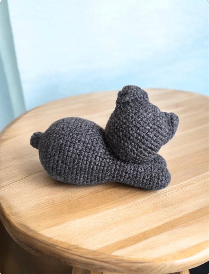 amigurumi örgü oyuncak gri kedi - Görsel 2