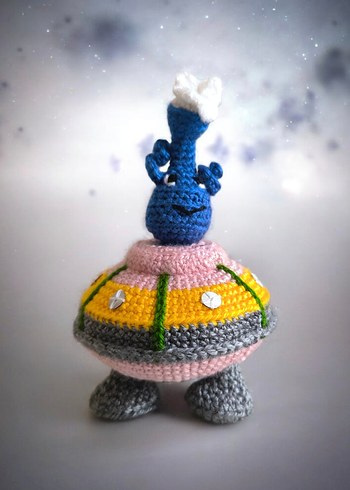 amigurumi uzaylı ve uzay gemisi oyuncak - Görsel 4