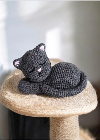 amigurumi örgü oyuncak gri kedi - Görsel 4