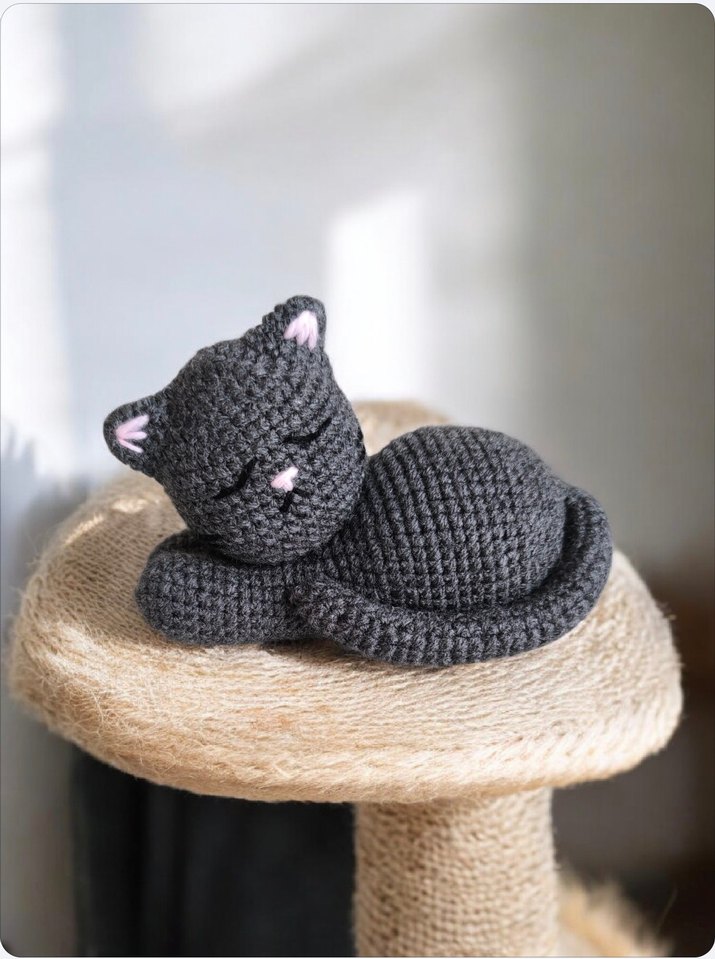 amigurumi örgü oyuncak gri kedi - Görsel 4