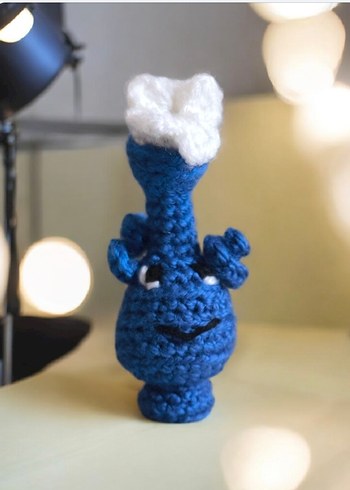 Mavi Renkli amigurumi örgü uzaylı Oyuncak - Görsel 2