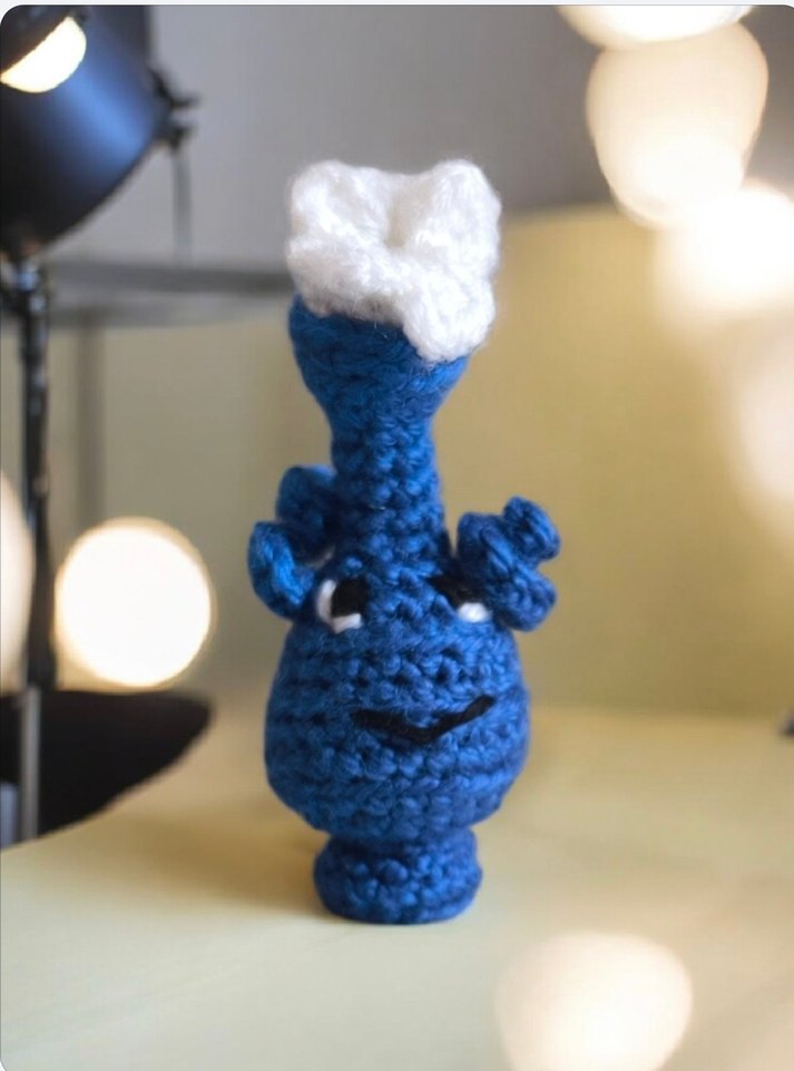 Mavi Renkli amigurumi örgü uzaylı Oyuncak - Görsel 2