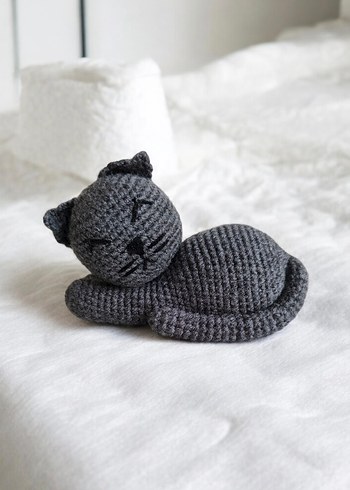 amigurumi örgü oyuncak gri kedi - Görsel 5