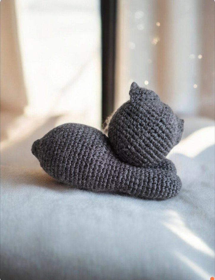 amigurumi örgü oyuncak gri kedi - Görsel 4