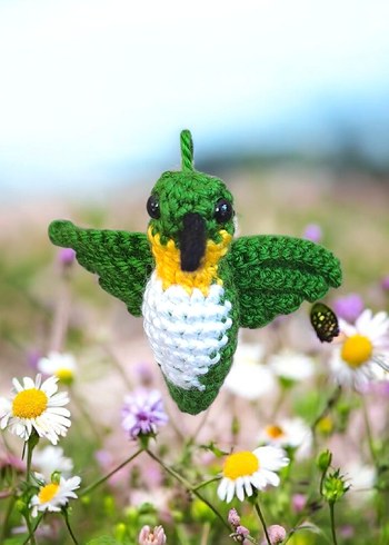 örgü sinekkuşu şeklinde anahtarlık/charm - Görsel 9