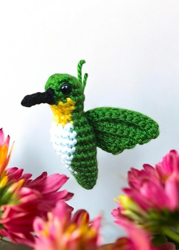 örgü sinekkuşu şeklinde anahtarlık/charm - Görsel 2