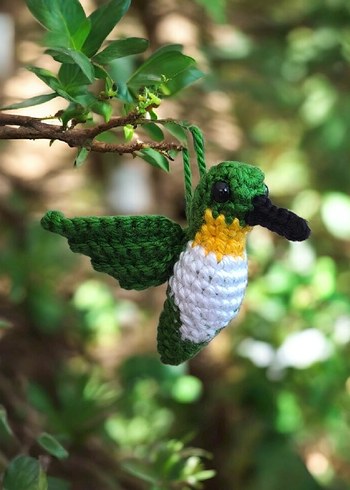 örgü sinekkuşu şeklinde anahtarlık/charm - Görsel 4