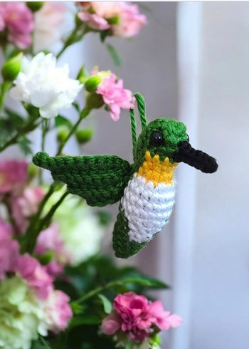 örgü sinekkuşu şeklinde anahtarlık/charm - Görsel 11