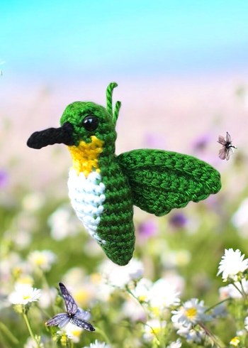 örgü sinekkuşu şeklinde anahtarlık/charm - Görsel 6