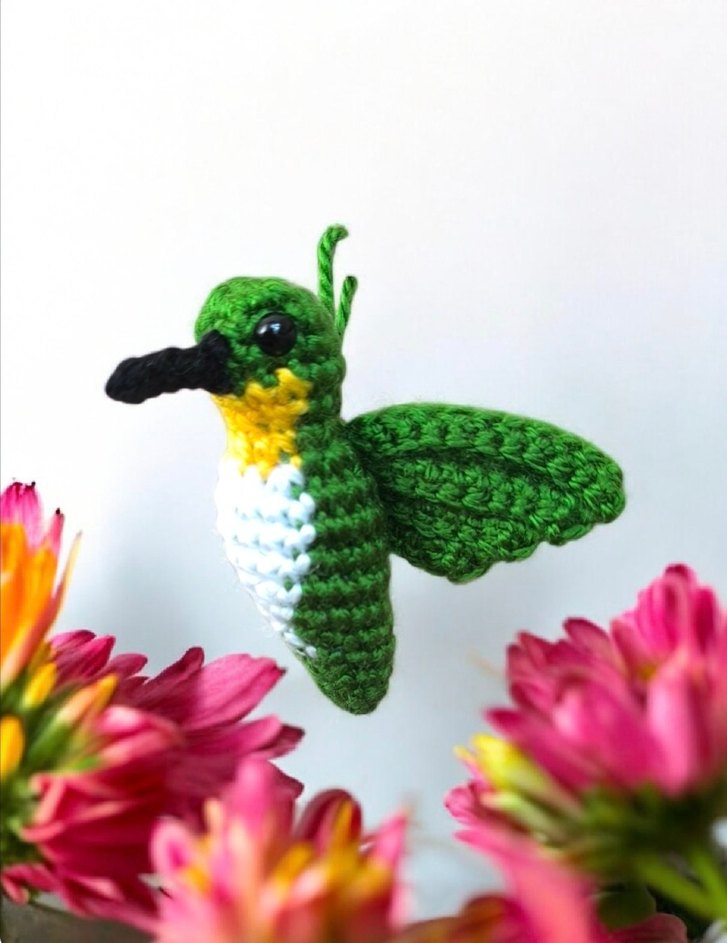 örgü sinekkuşu şeklinde anahtarlık/charm - Görsel 2