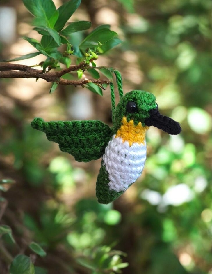 örgü sinekkuşu şeklinde anahtarlık/charm - Görsel 4