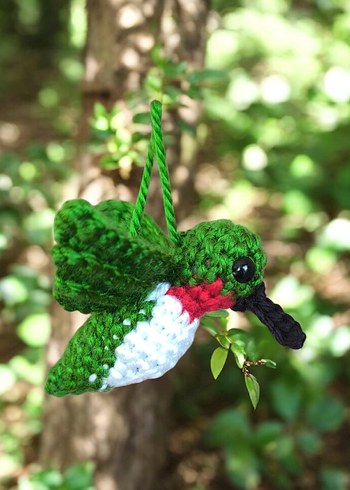 kırmızı amigurumi örgü sinek kuşu anahtarlık veya charm - Görsel 11