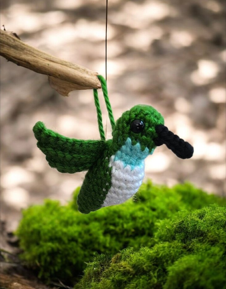 örgü sinekkuşu şeklinde anahtarlık/charm - Görsel 2