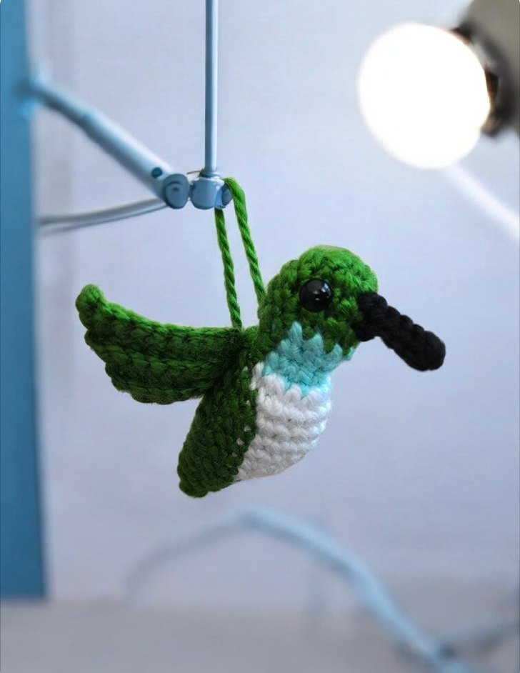 örgü sinekkuşu şeklinde anahtarlık/charm - Görsel 4