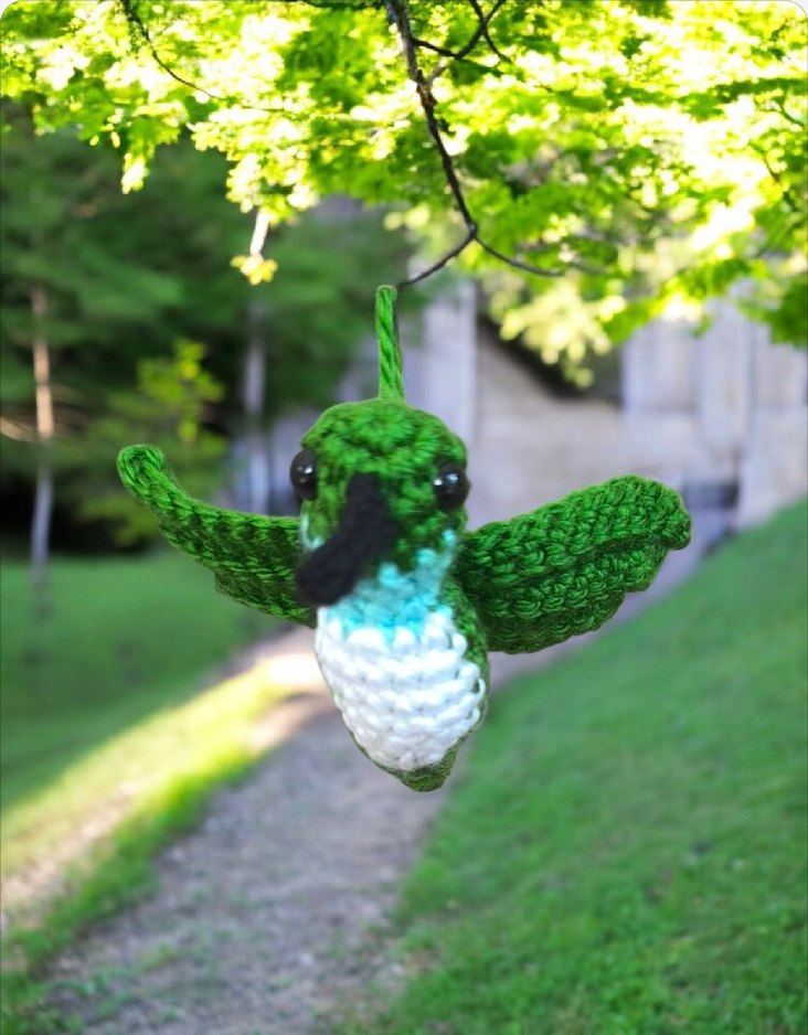 örgü sinekkuşu şeklinde anahtarlık/charm - Görsel 3