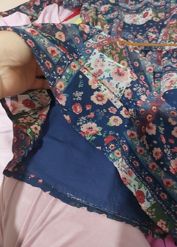 Çiçek Desenli Kemerli Uzun Kollu Kız Elbisesi - Görsel 5